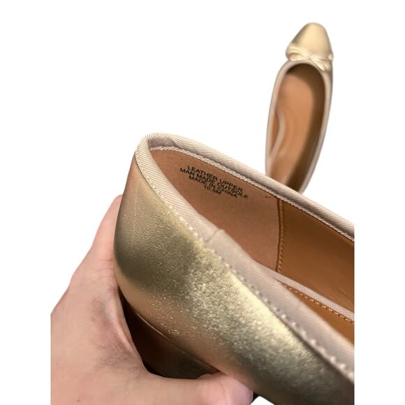Talbots Womens Vanessa Metallic Gold Leather Block Heel Pumps Size 10.5 - Picture 6 of 7